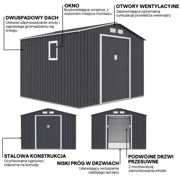 details_of_house_garden_HUDSON_277x255_cm_Cold_Grey_house_garden_features_eb4f Domek metalowy ogrodowy Hardmaister Hudson 277 × 255 cm Cold Grey