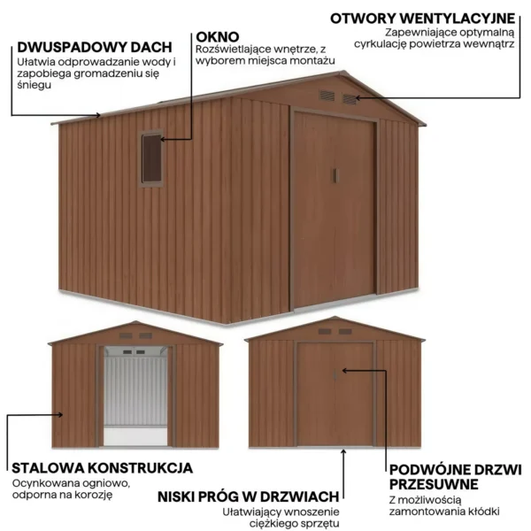 details_of_house_garden_HUDSON_277x255_cm_Walnut_house_garden_features_6d51 Domek metalowy ogrodowy Hardmaister Hudson 277 × 255 cm Walnut