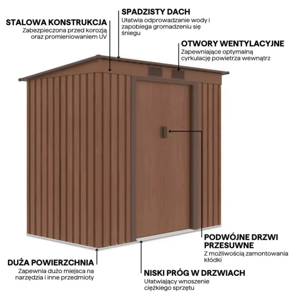 details_of_house_garden_Oregon_201x121_cm_Walnut_house_garden_features_c6ef Domek metalowy ogrodowy Hardmaister Oregon 201 × 121 cm Walnut