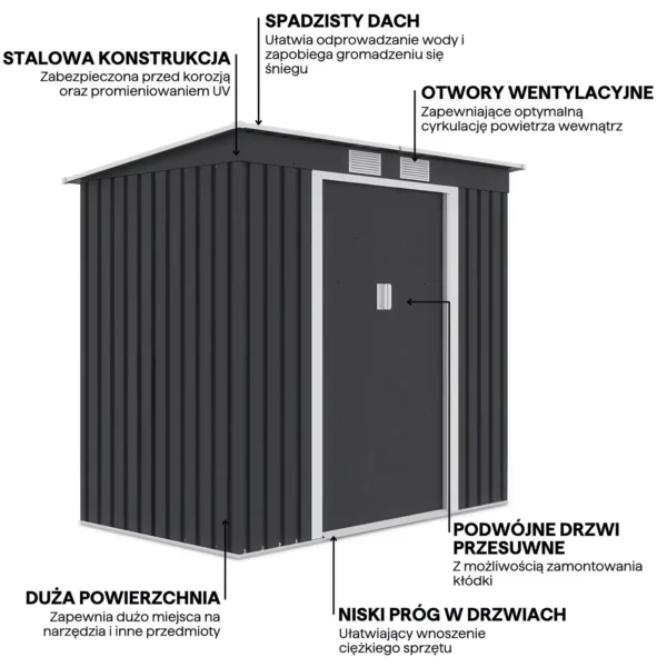 details_of_house_garden_Oregon_201x121_cm_cold_grey_house_garden_features_df5f Domek metalowy ogrodowy Hardmaister Oregon 201 × 121 cm Cold Grey