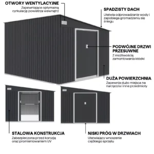details_of_tool_shed_JASPER_279x321_cm_cold_grey_8a1b Domek metalowy ogrodowy Hardmaister Jasper 279 × 321 cm Cold Grey