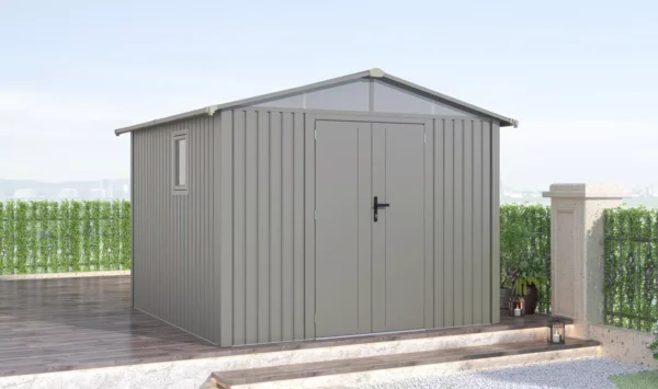 Domek metalowy ogrodowy Hardmaister Michigan 304 × 296 cm Grey Aluminium