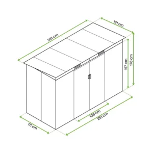 Domek metalowy ogrodowy Hardmaister Oregon 261 × 121 cm Warm Grey