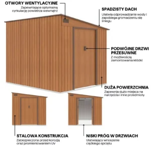 features_of_garden_house_JASPER_214x257cm_Oak_Brown_details_6dc0 Domek metalowy ogrodowy Hardmaister Jasper 214 × 257 cm Oak Brown