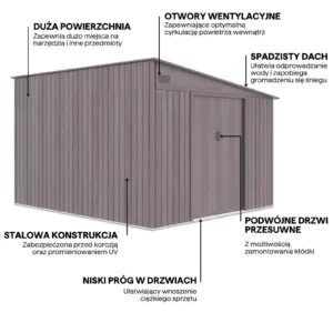 Domek metalowy ogrodowy Hardmaister Jasper 279 × 321 cm Light Wood