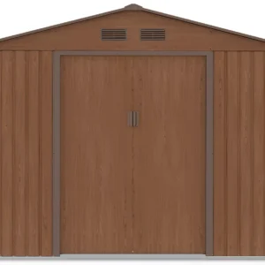 Domek metalowy ogrodowy Hardmaister Hudson 277 × 191 cm Walnut