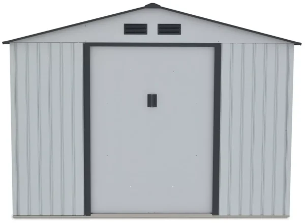 Domek metalowy ogrodowy Hardmaister Hudson 277 × 191 cm Light Grey