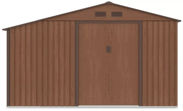 Domek metalowy ogrodowy z drewutnią Hardmaister Madison 342 × 191 cm Walnut