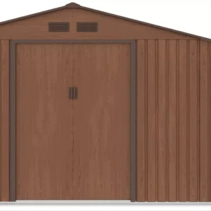 Domek metalowy ogrodowy z drewutnią Hardmaister Madison 342 × 255 cm Walnut