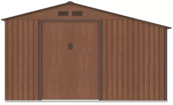 Domek metalowy ogrodowy z drewutnią Hardmaister Madison 342 × 255 cm Walnut
