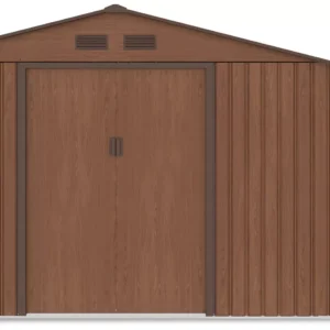 Domek metalowy ogrodowy z drewutnią Hardmaister Madison 342 × 191 cm Walnut