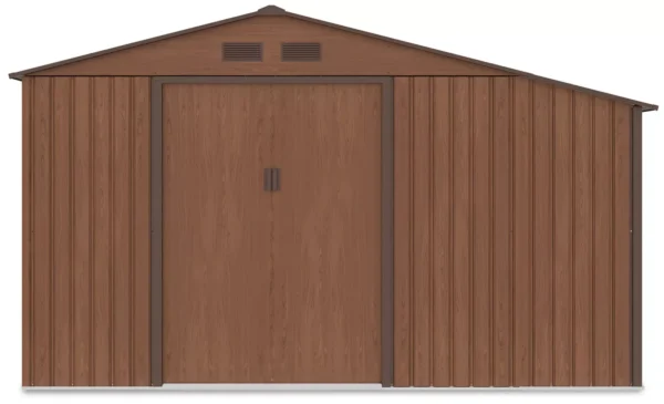 Domek metalowy ogrodowy z drewutnią Hardmaister Madison 342 × 191 cm Walnut