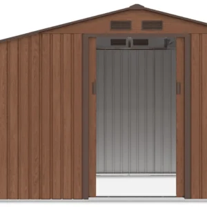 garden_house_woodshed_madison_278x191cm_walnut___hardmaister__5__29ad2 Domek metalowy ogrodowy z drewutnią Hardmaister Madison 278 × 191 cm Walnut