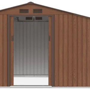 garden_house_woodshed_madison_278x191cm_walnut___hardmaister__6__43762 Domek metalowy ogrodowy z drewutnią Hardmaister Madison 278 × 191 cm Walnut