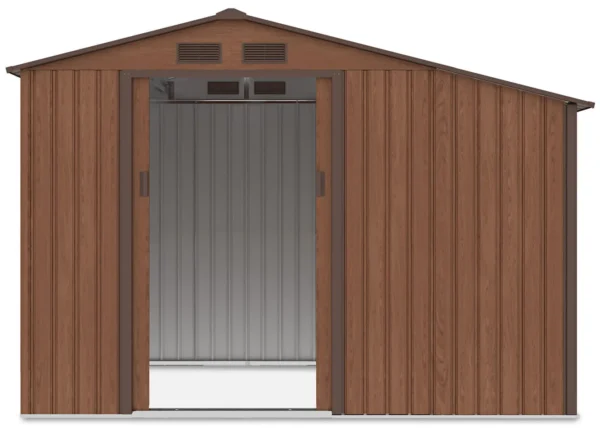 garden_house_woodshed_madison_278x191cm_walnut___hardmaister__6__43762 Domek metalowy ogrodowy z drewutnią Hardmaister Madison 278 × 191 cm Walnut