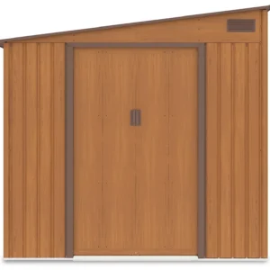 garden_shed_JASPER_214x257_cm_Oak_Brown_hardmaister_front_view_3b49 Domek metalowy ogrodowy Hardmaister Jasper 214 × 257 cm Oak Brown