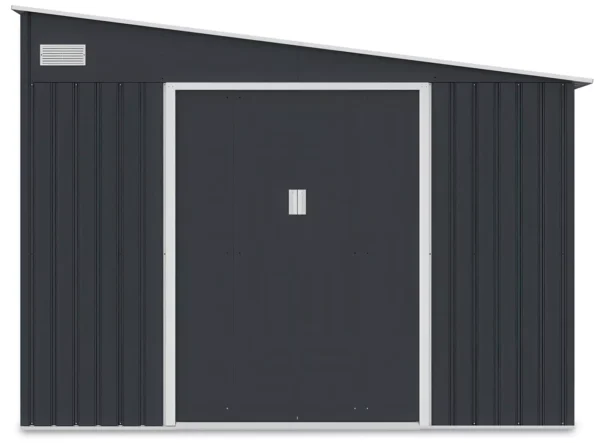 garden_shed_JASPER_279x321_cm_Cold_grey_hardmaister_front_view_roof_with_a_slop_2e59 Domek metalowy ogrodowy Hardmaister Jasper 279 × 321 cm Cold Grey