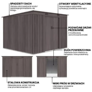 glowne-cechy-domku-ogrodowego-oregon-261x181 Domek metalowy ogrodowy Hardmaister Oregon 261 × 181 cm Light Wood