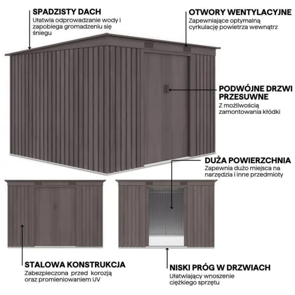glowne-cechy-domku-ogrodowego-oregon-261x181 Domek metalowy ogrodowy Hardmaister Oregon 261 × 181 cm Light Wood