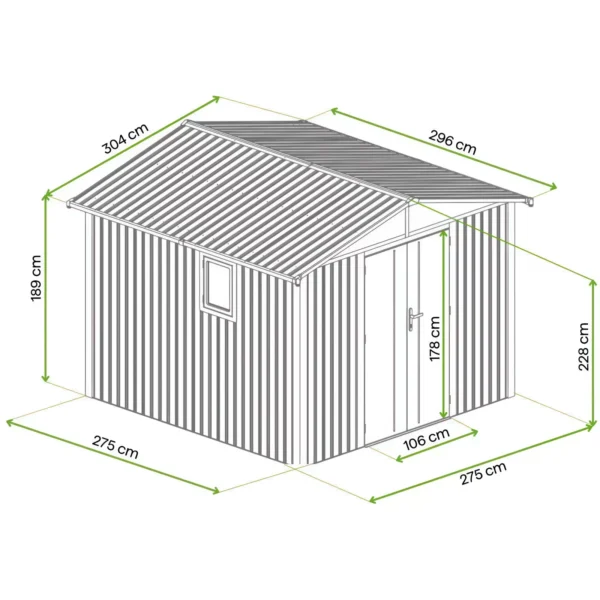 Domek metalowy ogrodowy Hardmaister Michigan 304 × 296 cm Grey Aluminium