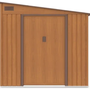 house_garden_JASPER_214x257_cm_oak_brown_hardmaister_front_view_roof_with_a_slo_865d Domek metalowy ogrodowy Hardmaister Jasper 214 × 257 cm Oak Brown