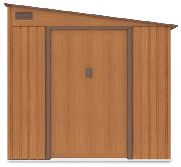 house_garden_JASPER_214x257_cm_oak_brown_hardmaister_front_view_roof_with_a_slo_865d Domek metalowy ogrodowy Hardmaister Jasper 214 × 257 cm Oak Brown