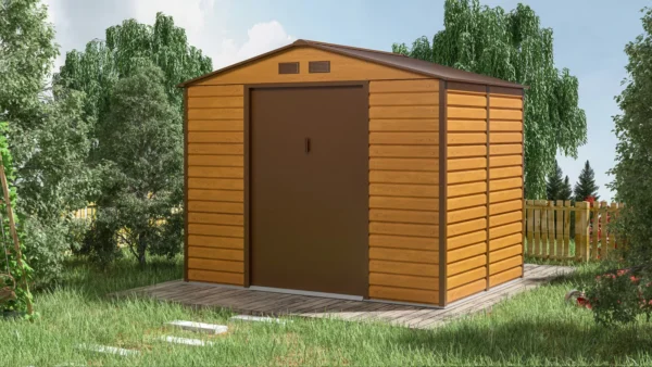 Domek metalowy ogrodowy Hardmaister Montreal 277 × 195 cm Oak Brown