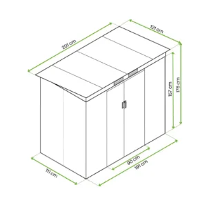 house_garden_OREGON_201x121_cm_dimensions_7232 Domek metalowy ogrodowy Hardmaister Oregon 201 × 121 cm Walnut