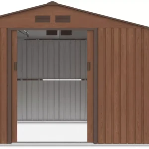Domek metalowy ogrodowy z drewutnią Hardmaister Madison 342 × 255 cm Walnut