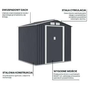 Domek metalowy ogrodowy Hardmaister Vector 201 × 181 cm Cold Grey