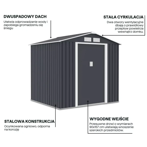 Domek metalowy ogrodowy Hardmaister Vector 201 × 181 cm Cold Grey
