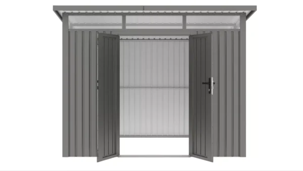 otwarty_domek_narzedziowy_658c Domek metalowy ogrodowy Hardmaister Portland 289 × 253 cm Grey Aluminium
