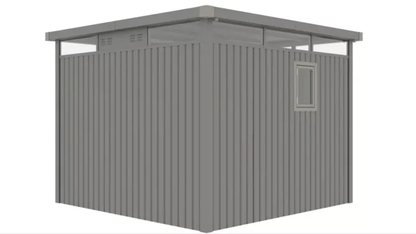praktyczny_szary_domek_narzedziowy_z_oknem_magnetycznym_pc_1734 Domek metalowy ogrodowy Hardmaister Ottawa 294 × 294 cm Grey Aluminium