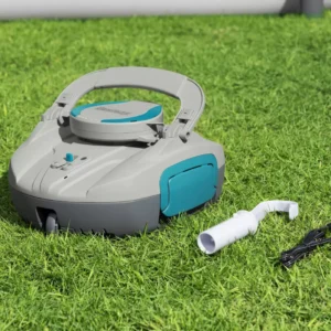 robot_sprzatajacy_do_basenow_aqua_tronix_na_trawie_z_akcesoriami_a735 Odkurzacz robot do basenu Bestway AquaTronix G100 bezprzewodowy