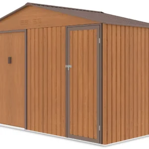 side_view_of__tool_house_garden_Falcon_340x194_cm_Oak_Brown_Hardmaister_9dd6 Domek metalowy ogrodowy Hardmaister Falcon 340 × 194 cm Oak Brown