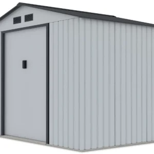 Domek metalowy ogrodowy Hardmaister Hudson 277 × 191 cm Light Grey