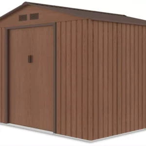 Domek metalowy ogrodowy z drewutnią Hardmaister Madison 342 × 255 cm Walnut