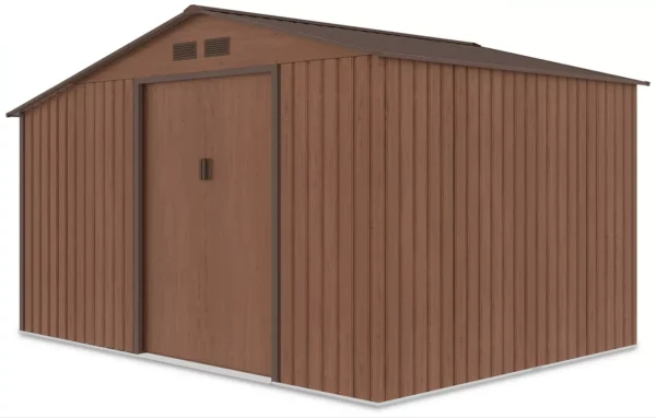 Domek metalowy ogrodowy z drewutnią Hardmaister Madison 342 × 255 cm Walnut
