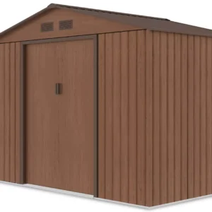 Domek metalowy ogrodowy z drewutnią Hardmaister Madison 342 × 191 cm Walnut