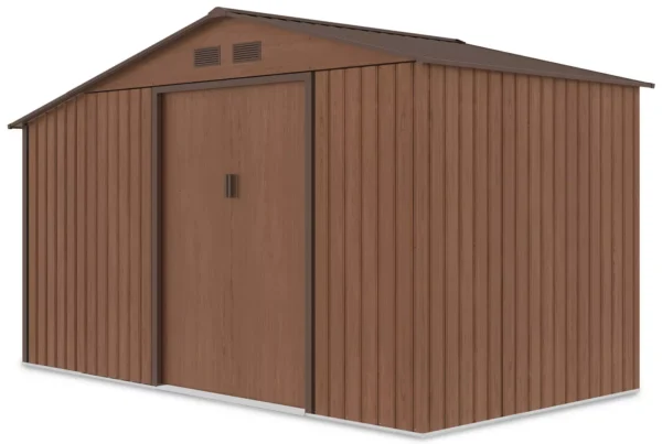 Domek metalowy ogrodowy z drewutnią Hardmaister Madison 342 × 191 cm Walnut