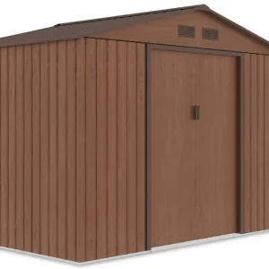 Domek metalowy ogrodowy z drewutnią Hardmaister Madison 342 × 191 cm Walnut