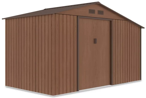 Domek metalowy ogrodowy z drewutnią Hardmaister Madison 342 × 191 cm Walnut