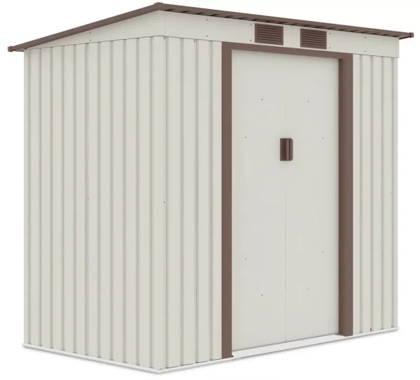 side_view_of_the_house_garden_Oregon_201x121_cm_Beige_Hardmaister_e2b3 Domek metalowy ogrodowy Hardmaister Oregon 201 × 121 cm Beige