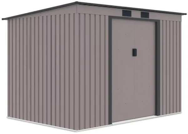 Domek metalowy ogrodowy Hardmaister Oregon 261 × 181 cm Warm Grey