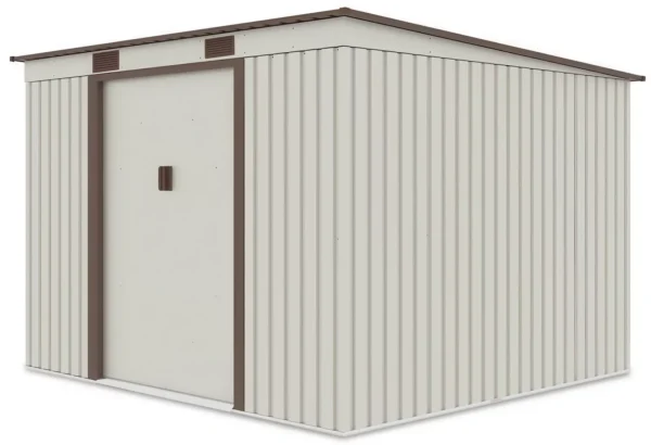 side_view_of_the_oregon_metal_tool_house_dimensions_261x241cm_4943 Domek metalowy ogrodowy Hardmaister Oregon 261 × 241 cm Beige
