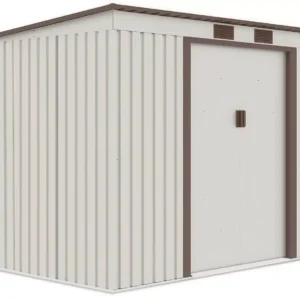 side_view_of_the_oregon_tool_house_dimensions_261x171cm_e0f9 Domek metalowy ogrodowy Hardmaister Oregon 261 × 181 cm Beige
