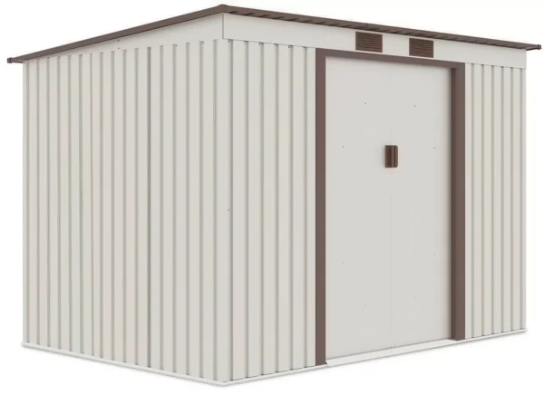 side_view_of_the_oregon_tool_house_dimensions_261x171cm_e0f9 Domek metalowy ogrodowy Hardmaister Oregon 261 × 181 cm Beige