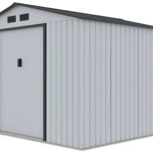 side_view_of_the_tool_house_Hudson_277x255_cm_Hardmaister__1__28e5 Domek metalowy ogrodowy Hardmaister Hudson 277 × 255 cm Light Grey