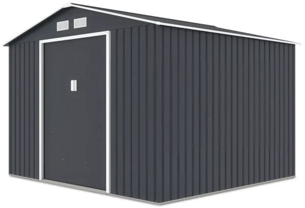 side_view_of_the_tool_house_Hudson_277x255_cm_Hardmaister_a50a Domek metalowy ogrodowy Hardmaister Hudson 277 × 255 cm Cold Grey