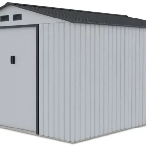 side_view_of_the_tool_house_Hudson_277x319_cm_Hardmaister_Light_Grey_6948 Domek metalowy ogrodowy Hardmaister Hudson 277 × 319 cm Light Grey